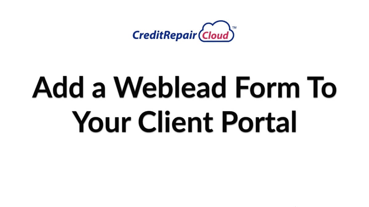 add a weblead form to your client portal